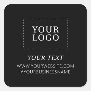 Black Logo Business Thank you Custom Package Square Sticker