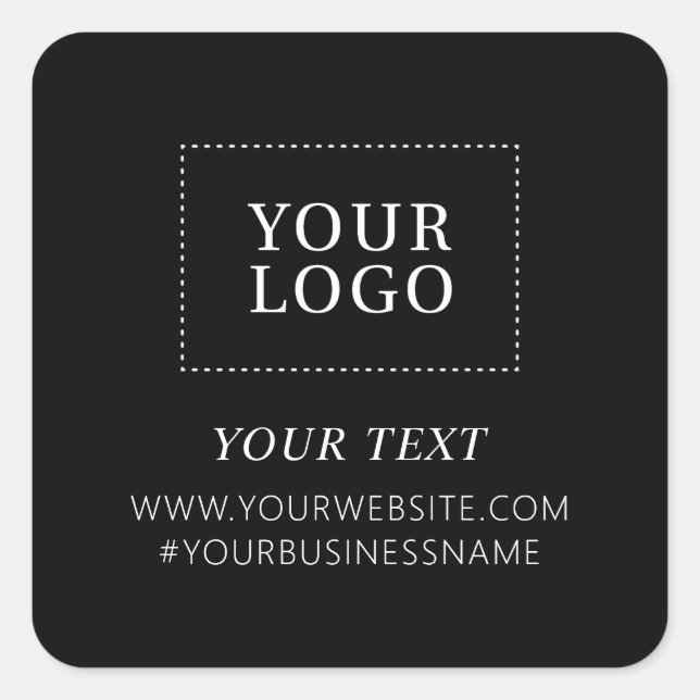 Black Logo Business Thank you Custom Package Square Sticker (Front)