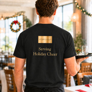 Black Logo Christmas Staff Serving Holiday Cheer T-Shirt