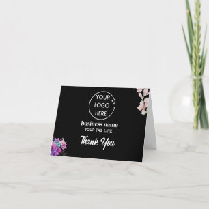 Black logo corporate company customer Business Thank You Card