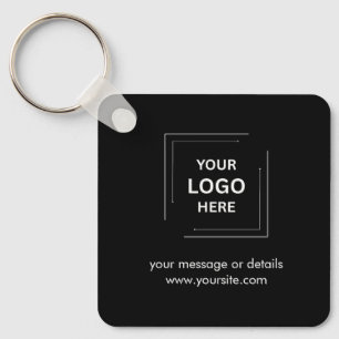 Black Logo Minimalist Business Keychain Design
