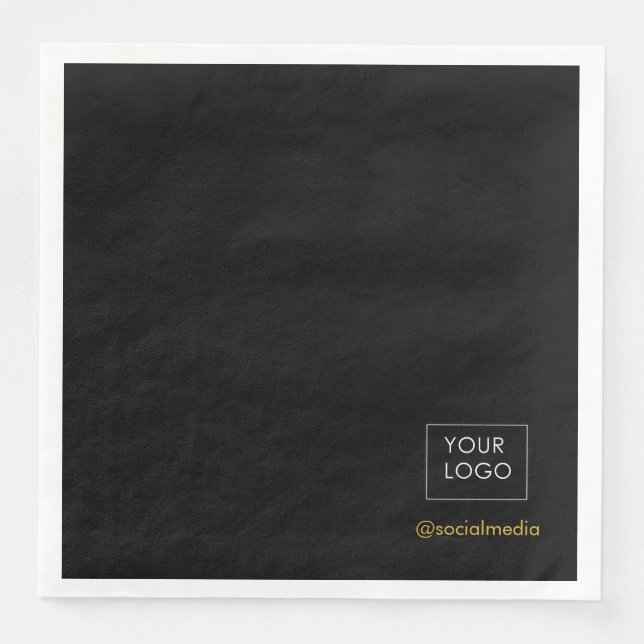 Black Logo Minimalist Company Business Branded Napkin (Front)