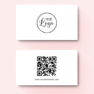 Black Logo Minimalist QR Code Business Card