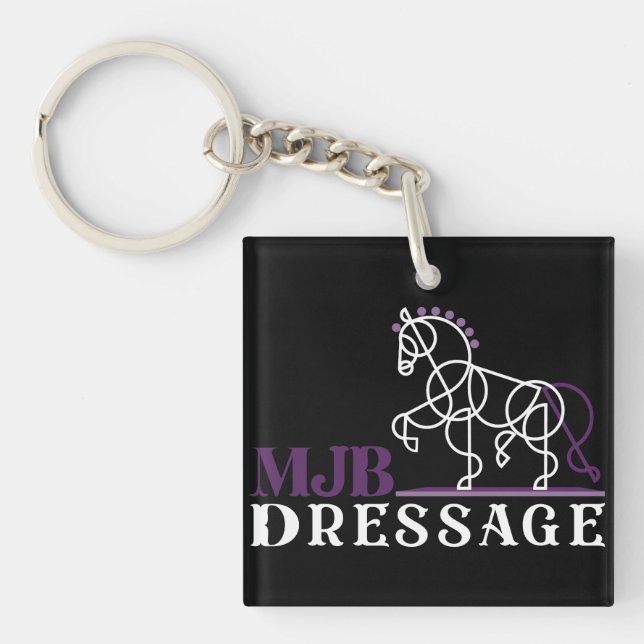 Black logo MJB Dressage  Key Ring (Front)