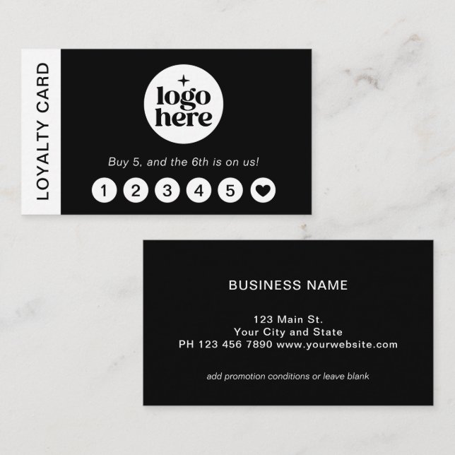 Black Logo Modern Professional Loyalty Card (Front/Back)