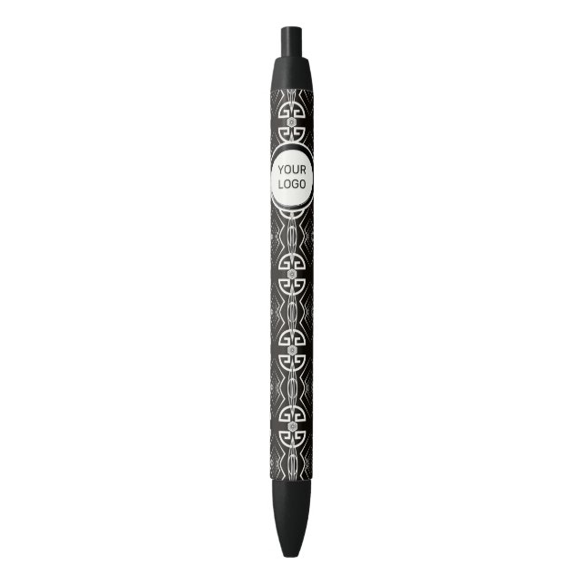 Black Logo On White Art Deco Black Ink Pen (Front Vertical)