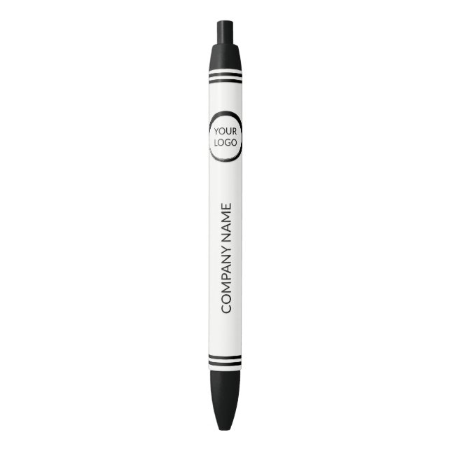 Black Logo On White Ink Pen (Front Vertical)