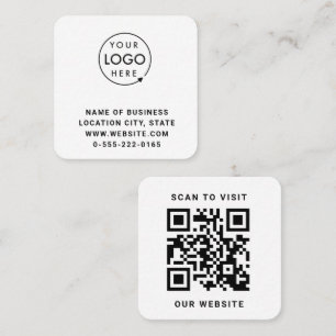 Black Logo QR Code Scan minimalist Square Business Card