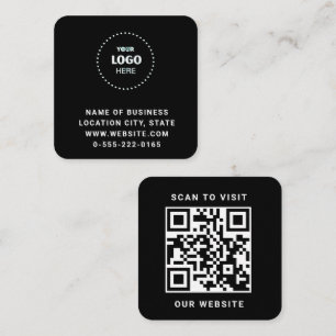 Black Logo QR Code Scan minimalist Square Business Card