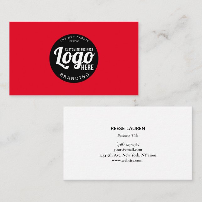 Black Logo Red Professional  Business Card (Front/Back)