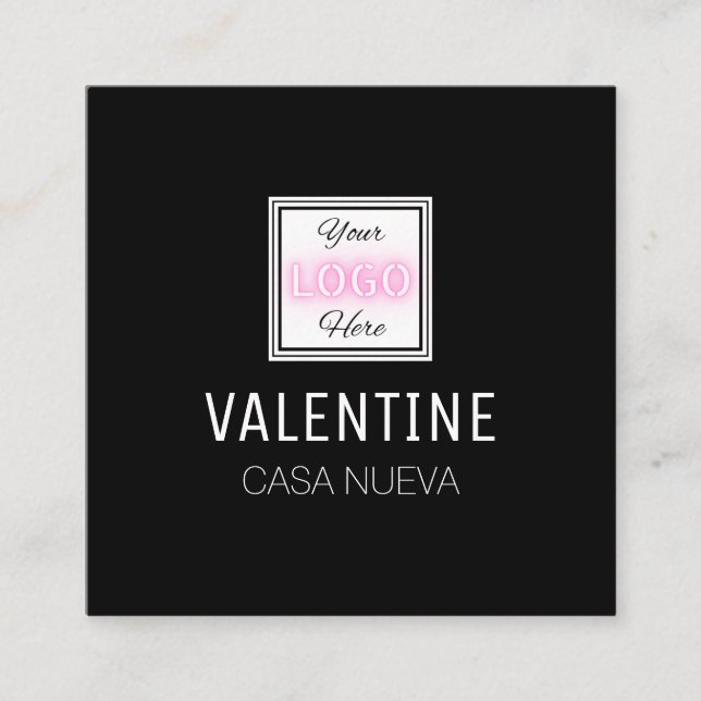 Black Logo simple minimal Square Business Card (Front)