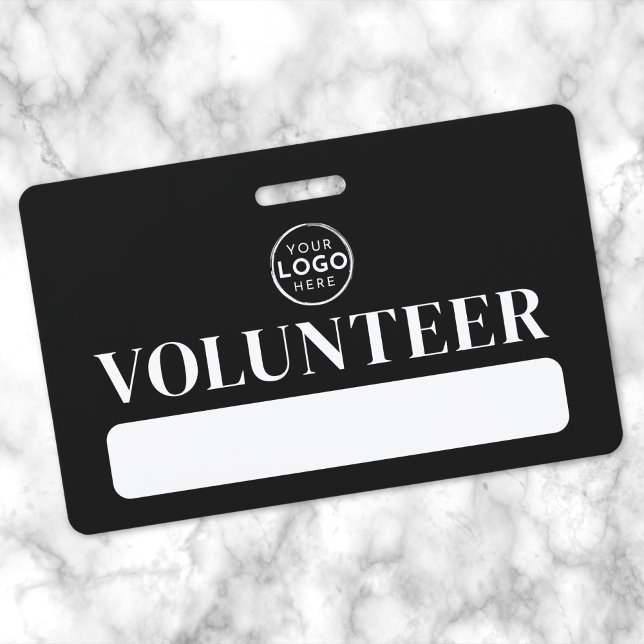 Black Logo Volunteer ID Badge (Black White Logo Volunteer Badge )