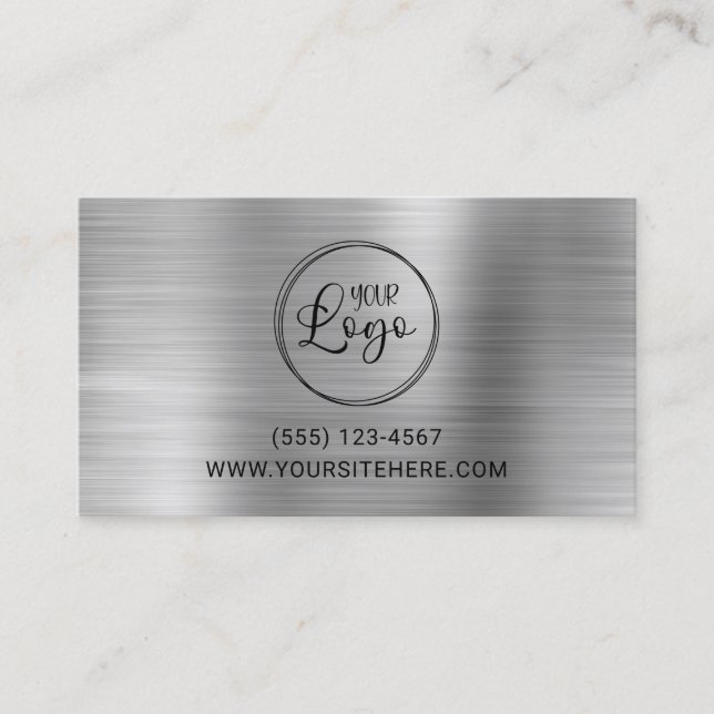 Black Logo with Website URL Silver Foil Business Card (Front)