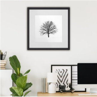 Black Lone Leafless Tree on Winter Poster