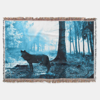 Black Lone Wolf Throw Blanket