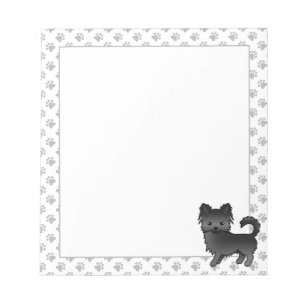 Black Long Coat Chihuahua Cartoon Dog & Paws Notepad
