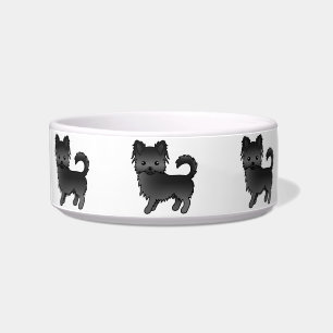 Black Long Coat Chihuahua Cute Cartoon Dogs Bowl