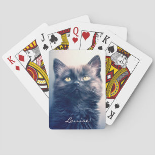 Black Long Hair Kitten Playing Cards