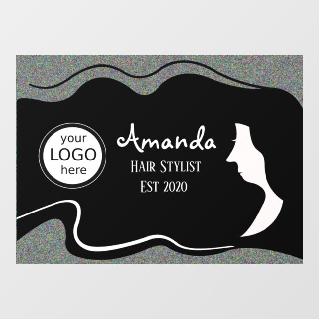 Black Long Hair Woman Hair Stylist Window Cling (Sheet)