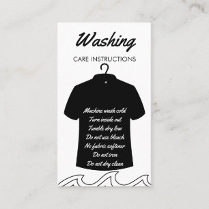 Black Long Neck Shirt Washing Care Instruction Business Card