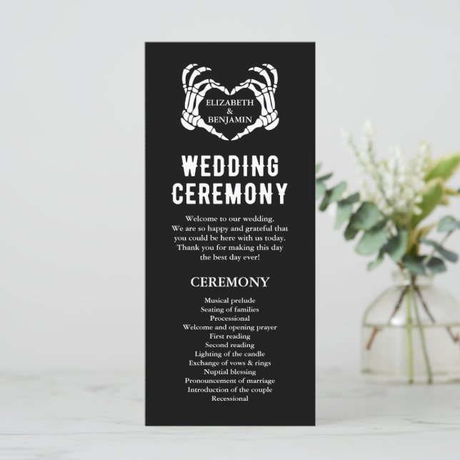 Black Long Wedding Program Ceremony Bridal Party (Standing Front)