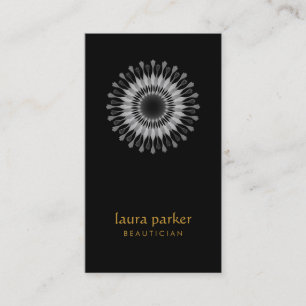 Black Lotus Flower Logo Therapy Yoga Holistic Business Card