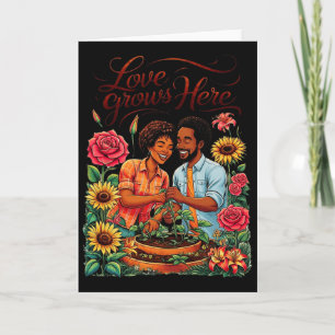 Black Love African American Couple Sketch Valentin Card
