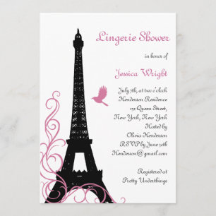 Black Love Birds Lingerie Shower Invitation