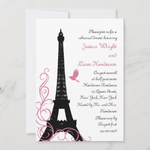 Black Love Birds Rehearsal Dinner Invitation