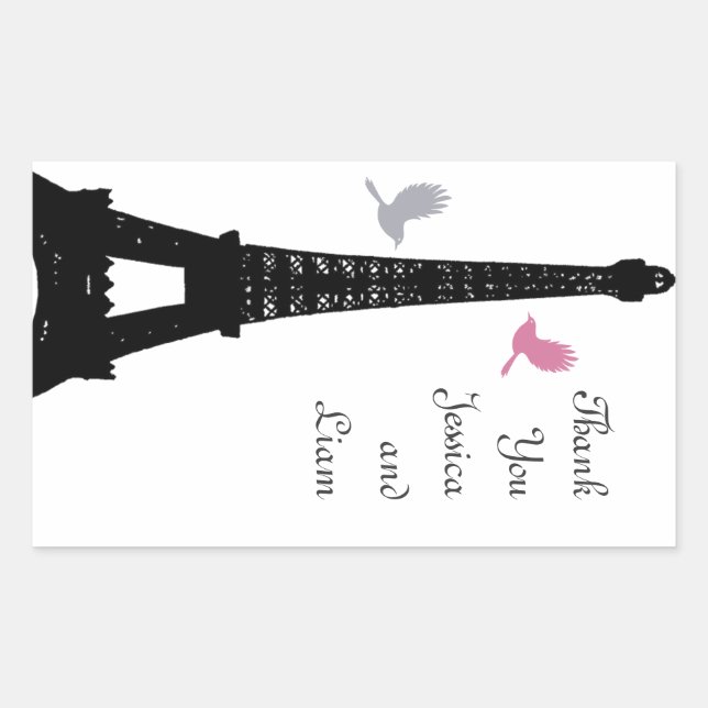 Black Love Birds Thank You Sticker (Front)