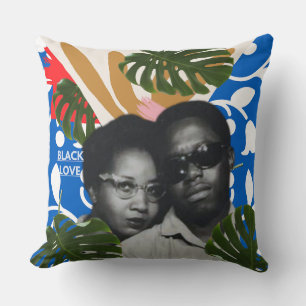 Black Love blue Cushion