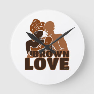 Black Love Brown Love Round Clock