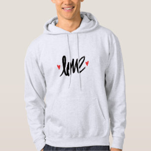 Black Love Design with Red Hearts Hoodie