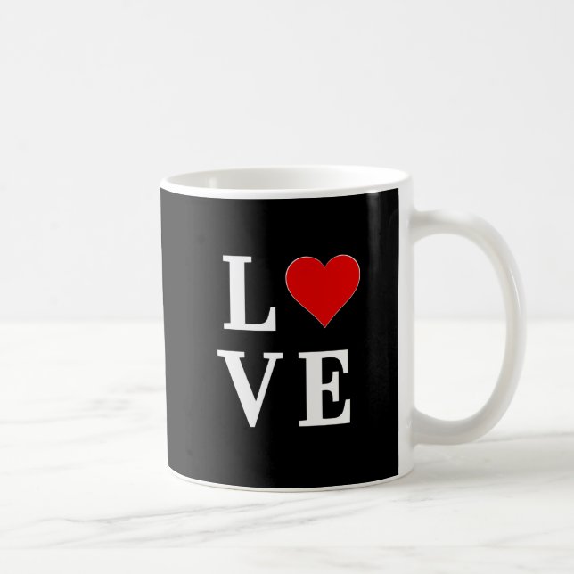 Black LOVE Heart Modern Trendy Coffee Mug (Right)