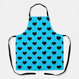Black Love Heart On Blue Background Apron