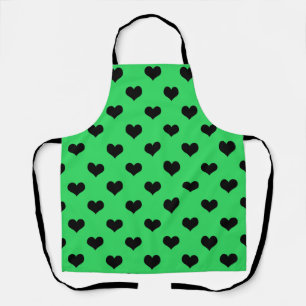 Black Love Heart On Green Background Apron