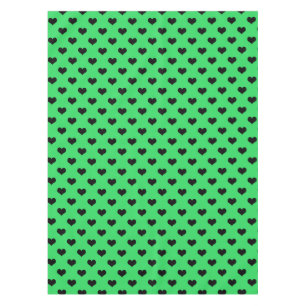 Black Love Heart On Green Background Tablecloth