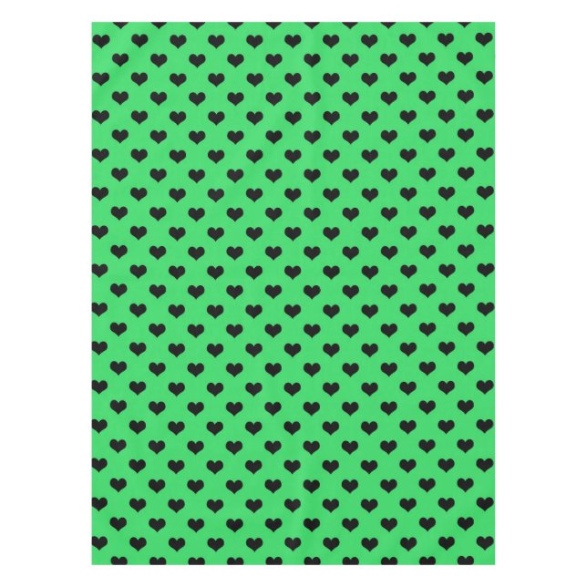 Black Love Heart On Green Background  Tablecloth (Front)