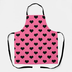 Black Love Heart On Pink Background  Apron
