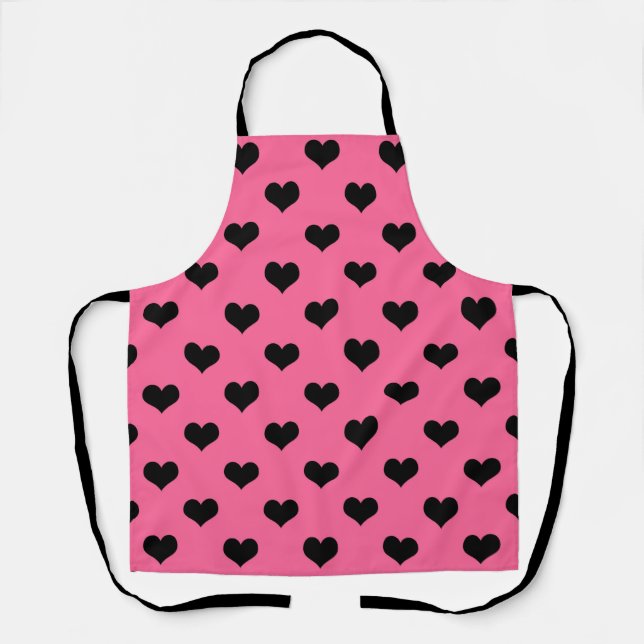 Black Love Heart On Pink Background  Apron (Front)