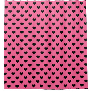 Black Love Heart On Pink Background Shower Curtain