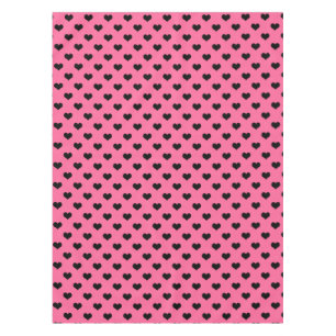 Black Love Heart On Pink Background Tablecloth