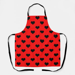 Black Love Heart On Red Background Apron