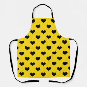 Black Love Heart On Yellow Background Apron