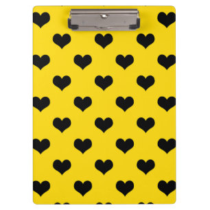 Black Love Heart On Yellow Background Clipboard