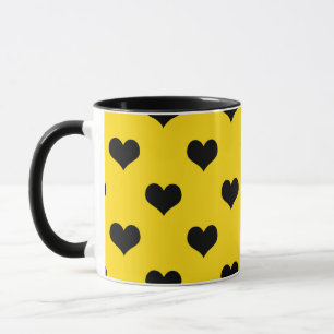 Black Love Heart On Yellow Background Mug