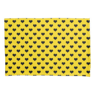 Black Love Heart On Yellow Background Pillowcase