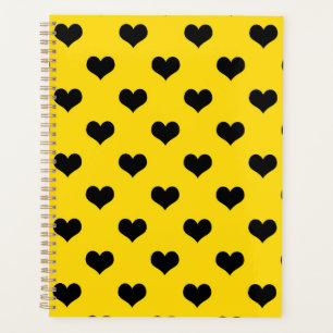 Black Love Heart On Yellow Background Planner