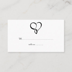 Black Love Heart Wedding Table Place Cards