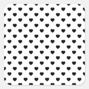 Black Love Hearts White Background Square Sticker